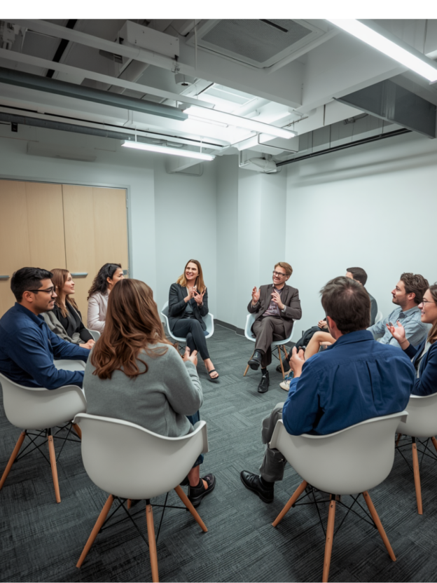 mental health advocates sitting in a circle